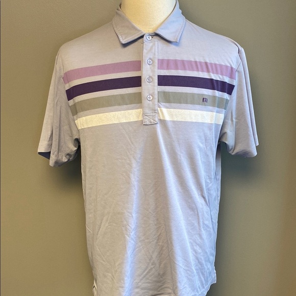 Travis Mathew Purple Logo and Stripe Polo Shirt (sz XL) - Picture 1 of 8
